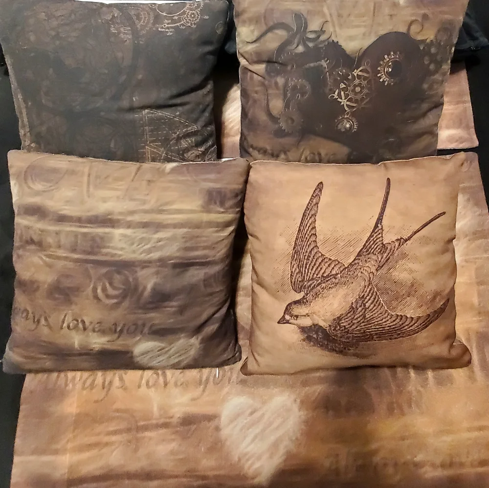 Steampunk Decorative Pillows Set Of 4